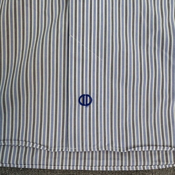 David Donahue‎ Trim Fit Dress Shirt 16 32/33 Blue Stripes Button Up Long Sleeve - Picture 12 of 13
